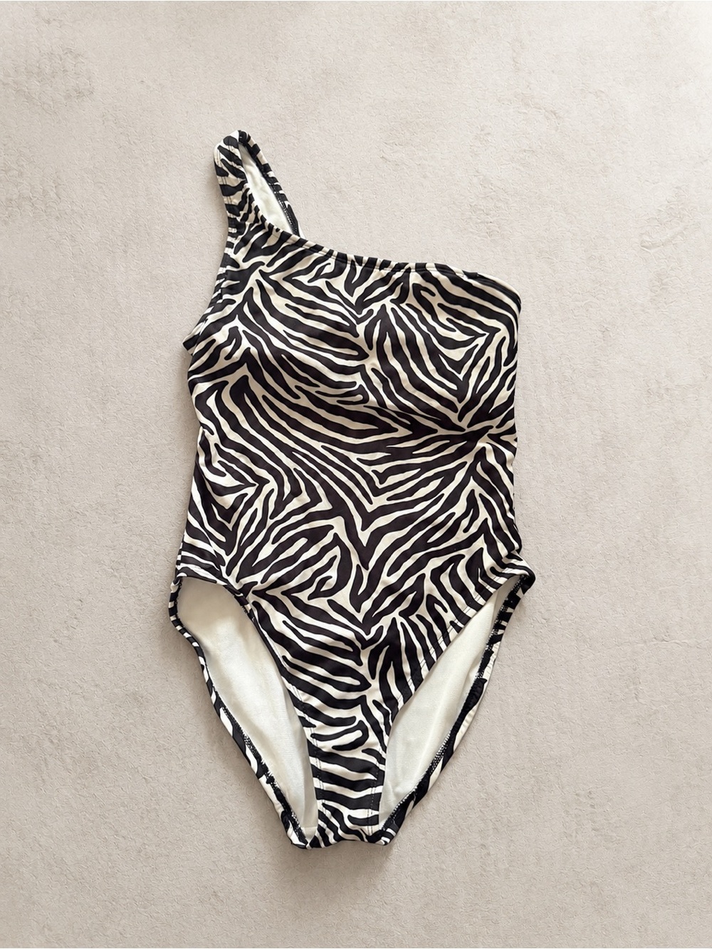 kate spade One-Shoulder Zebra Print One-Piece Swimsuit - Black & White